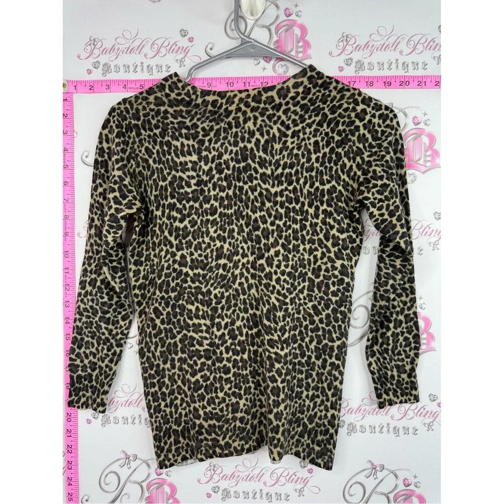 J. Crew merino wool top Leopard Print Crewneck Sweater in Black and Tan